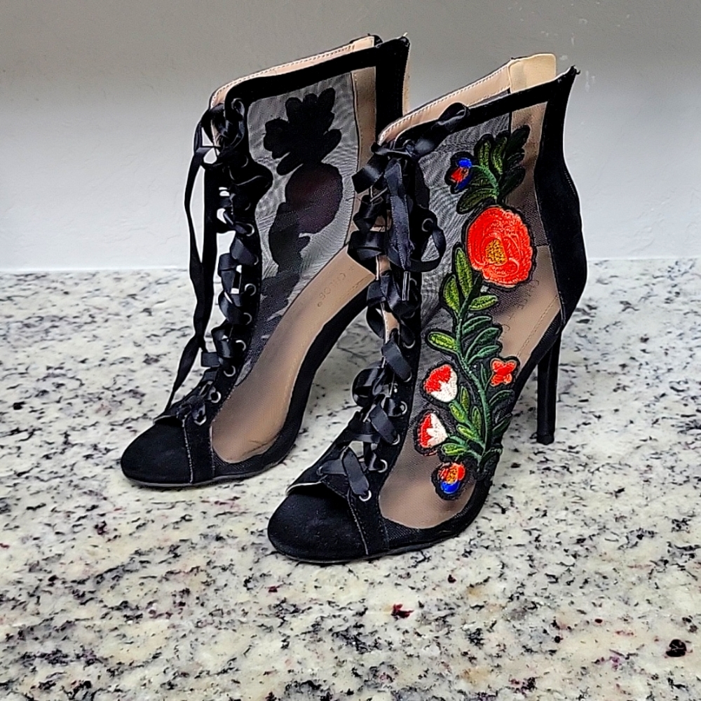 Fashion nova mesh heeled booties